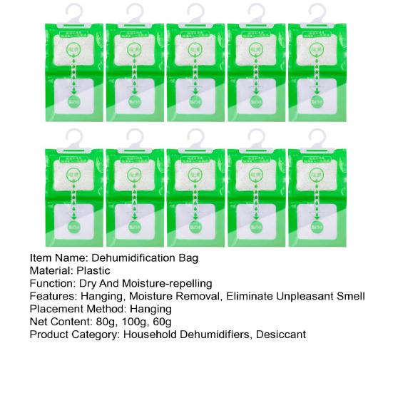 10 шт., подвесной мешок для осушения влаги, осушитель хлорида кальция, мешок для удаления влаги для шкафа, гардероба, домашнего офиса