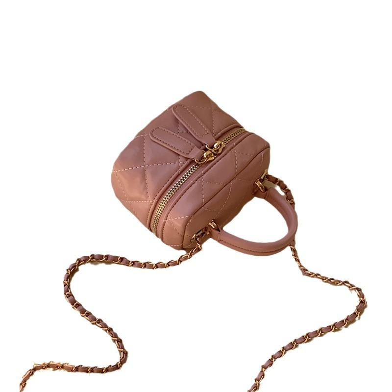 Маленькая женская сумка-сумка Новая мини-сумка через плечо Маленькая парфюмерная помада с бриллиантовой цепочкой Красная сумка-коробка