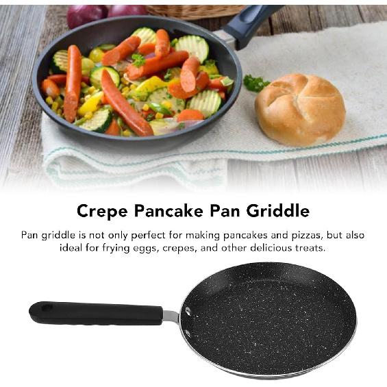 Tissting Crepe Pan 6in Aluminum Alloy Non Stick Pancake Dosa Griddle with Plastic Handle, Round Flat Skillet for Induction Stove Gas Cooker