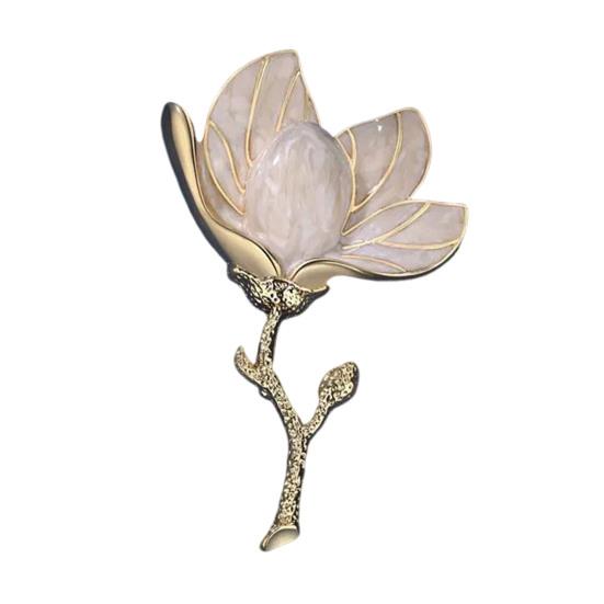 Брошь «Цветок магнолии» для женщин, эмалированный сплав, цветок, булавка на лацкан для курток, платьев, пальто, шляп, аксессуаров