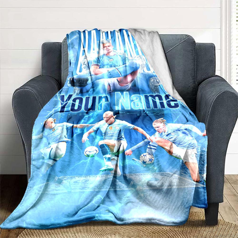 Haaland (77) Customize Your Name Blanket Gift Personalized Blanket Comfortable for Couch Home Decor Nap Bed Four Seasons Multipurpose