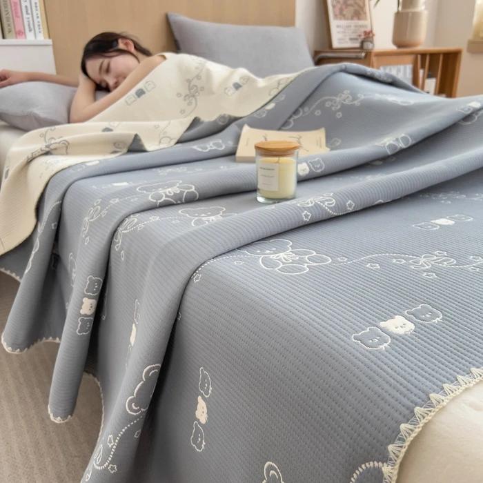 Горячая Распродажа хлопковый жаккардовый трехслойный пряжный шерстяной полотенце-одеяло из чистого хлопка одеяло для обеденного перерыва покрывало для дивана одеяло-шаль