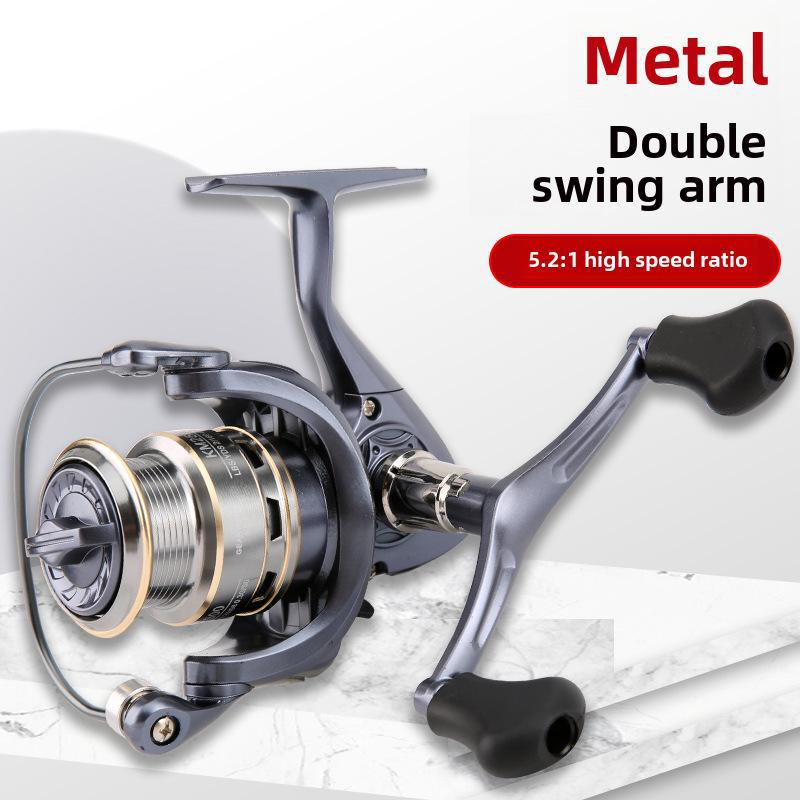 Катушка для спиннинга с металлической головкой и двойным коромыслом для дальних забросов, идеально подходит для морской рыбалки.