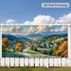 2D plane, 1 piece of autumn village landscape banner, suitable for garden and driveway decoration