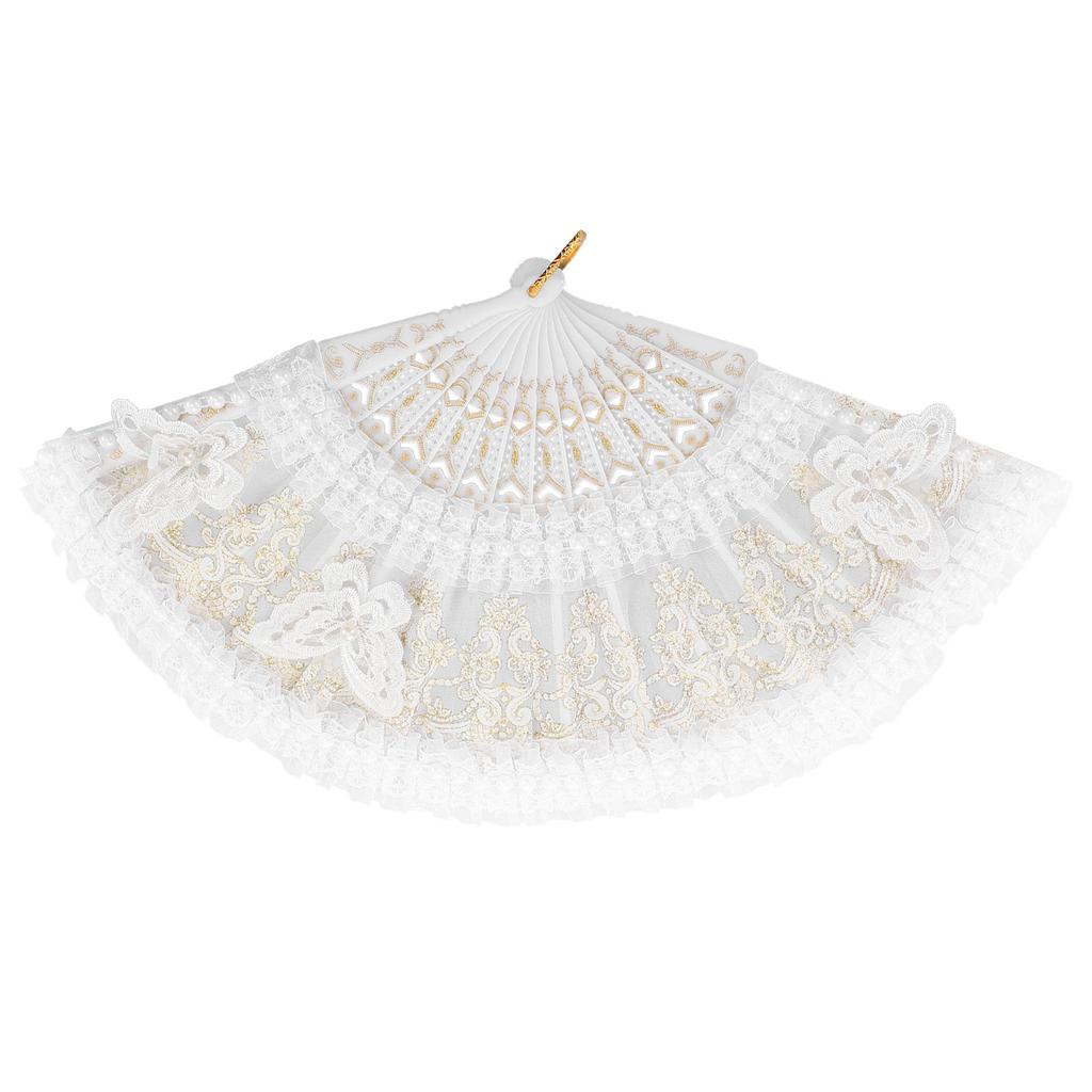 Кружевные цветочные складные ручные веера в китайском ретро-стиле, реквизит для танцев на свадебной вечеринке, декоративный веер для выступлений в стиле Лолита