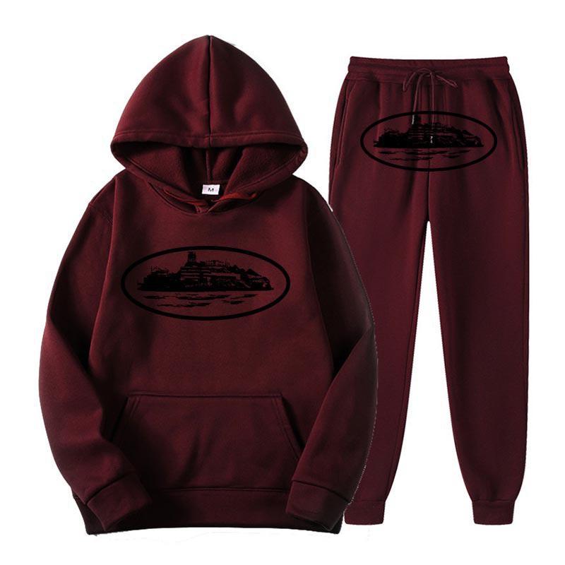 Unisex Hooded Sweatshirt Set With Graphic Print Long Sleeve Top Pants Soft Fleece Lined Casual Sportwear Fall