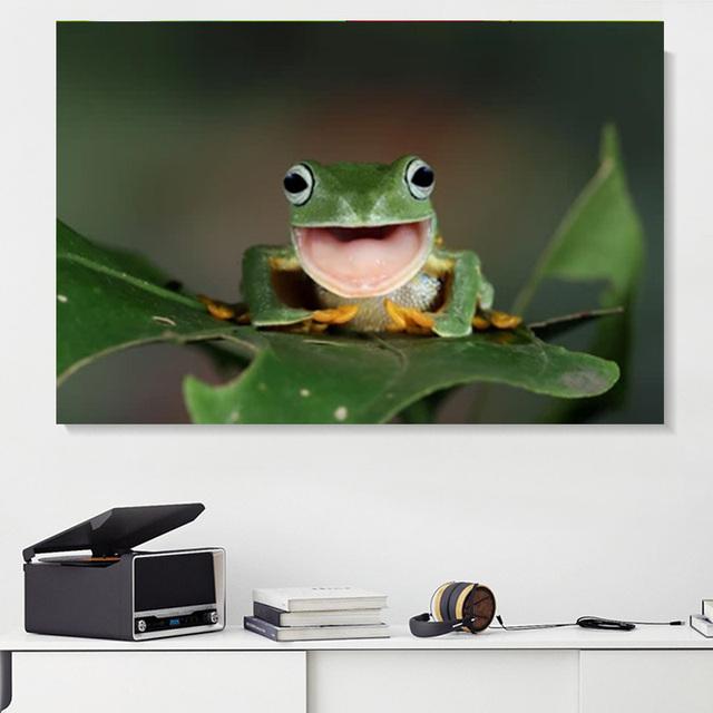 Картина на холсте с животными, древесная лягушка, смеющиеся постеры и принты, пейзаж, настенные художественные фотографии для гостиной, домашний декор, без рамки