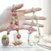Pearl Cell Phone Chain Tulip Flower Mobile Phone Lanyard Crystal Bead Phone Strap  New Year Gift