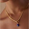 Titanium Steel European And American High Niche Natural Stone Lapis Lazuli Heavy Craft Necklace Pendant DIY High Color Retention 18K Gold Plated