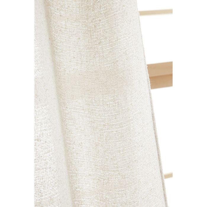 Lot de 2 voilages ajustables + 8 anneaux pince 140 x 270 cm Polyester effet chambray "Dua" Le fil d'Ariane - 2x140x270 - Dua Sable