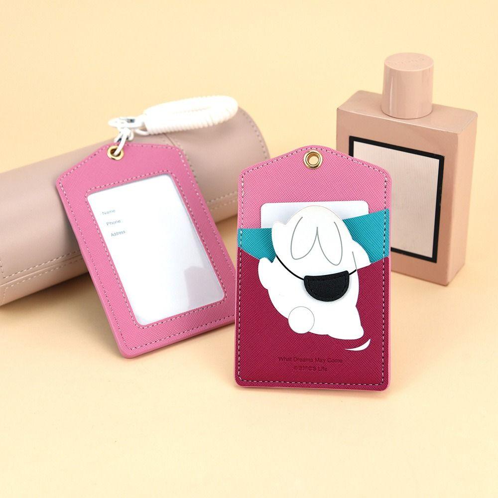 Multicolor Card Holder PU Spring Retractable Chain Card Cover Piggy Dog Cat Cartoon Escaping Animal Card Sleeves Access Card