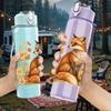 1PC Floral Fox Illustration 750ml Color Plastic Sports Water Bottle Leakproof Flip Straw Lid Suitable for Sports Office Home Use