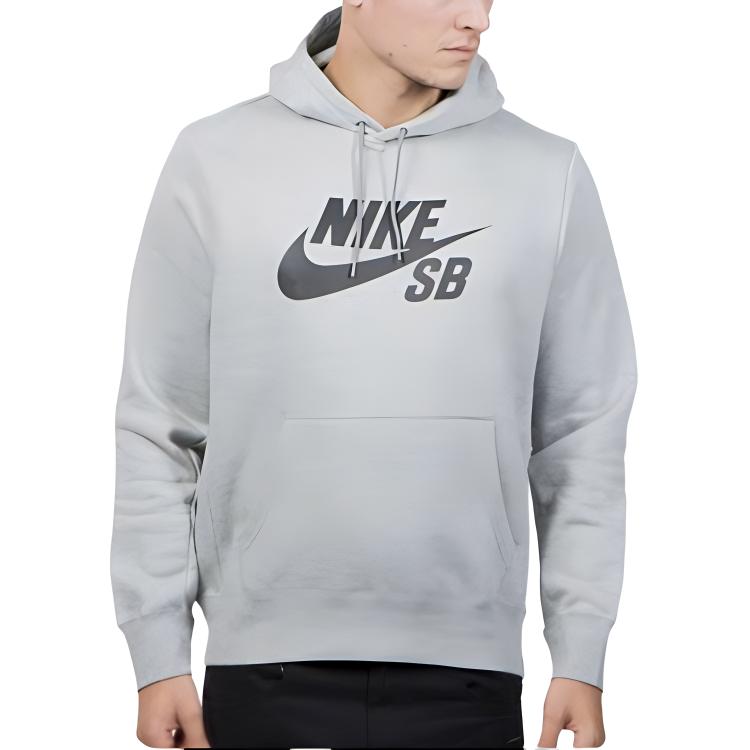 Nike SB Logo Print Hoodie Pullover Men Hoodies Gray AJ9733-063