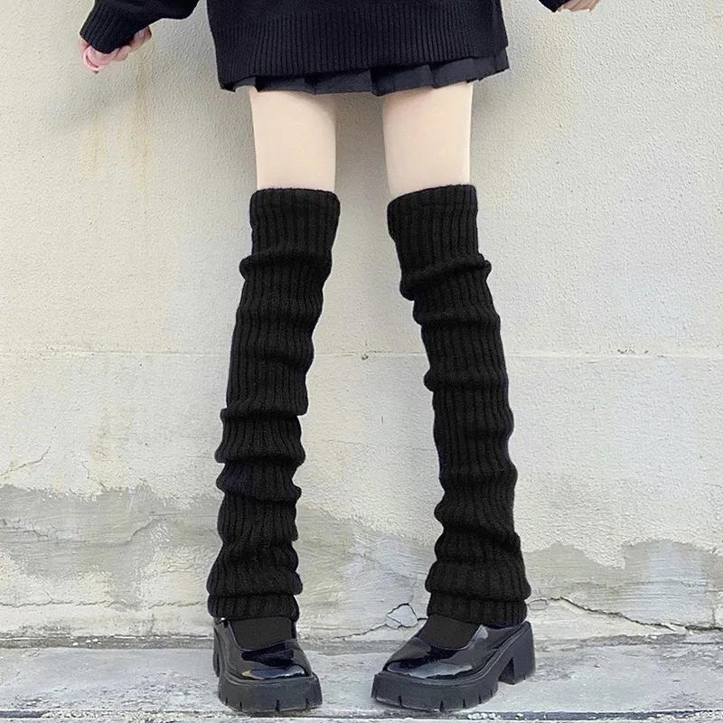 70cm Women Leg Warmers Over Knee Japanese Lolita Style JK Uniform for Girl Sweet Kawaii Up Knitted Socks Foot Warming Cover