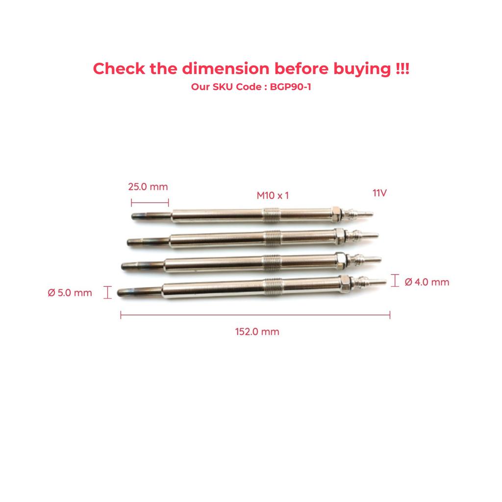 BGP90-1 4 Pieces Glow Plug Auxiliary Heater 11 V 8200012099 4430069 for Nissan Opel Renault