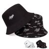 1PC Neutral Graffiti Printed Letters Cap Fisherman Hat Leisure Cap Double-sided Wear Sun Hat Basin Hat Bucket Hat