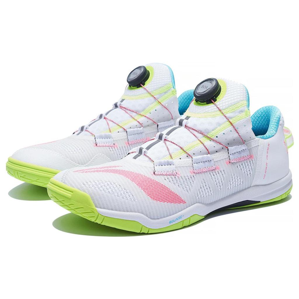 Li Ning Обувь для настольного тенниса с амортизацией, нескользящая, износостойкая, низкая, унисекс, Белый Зеленый Розовый APPT003-1