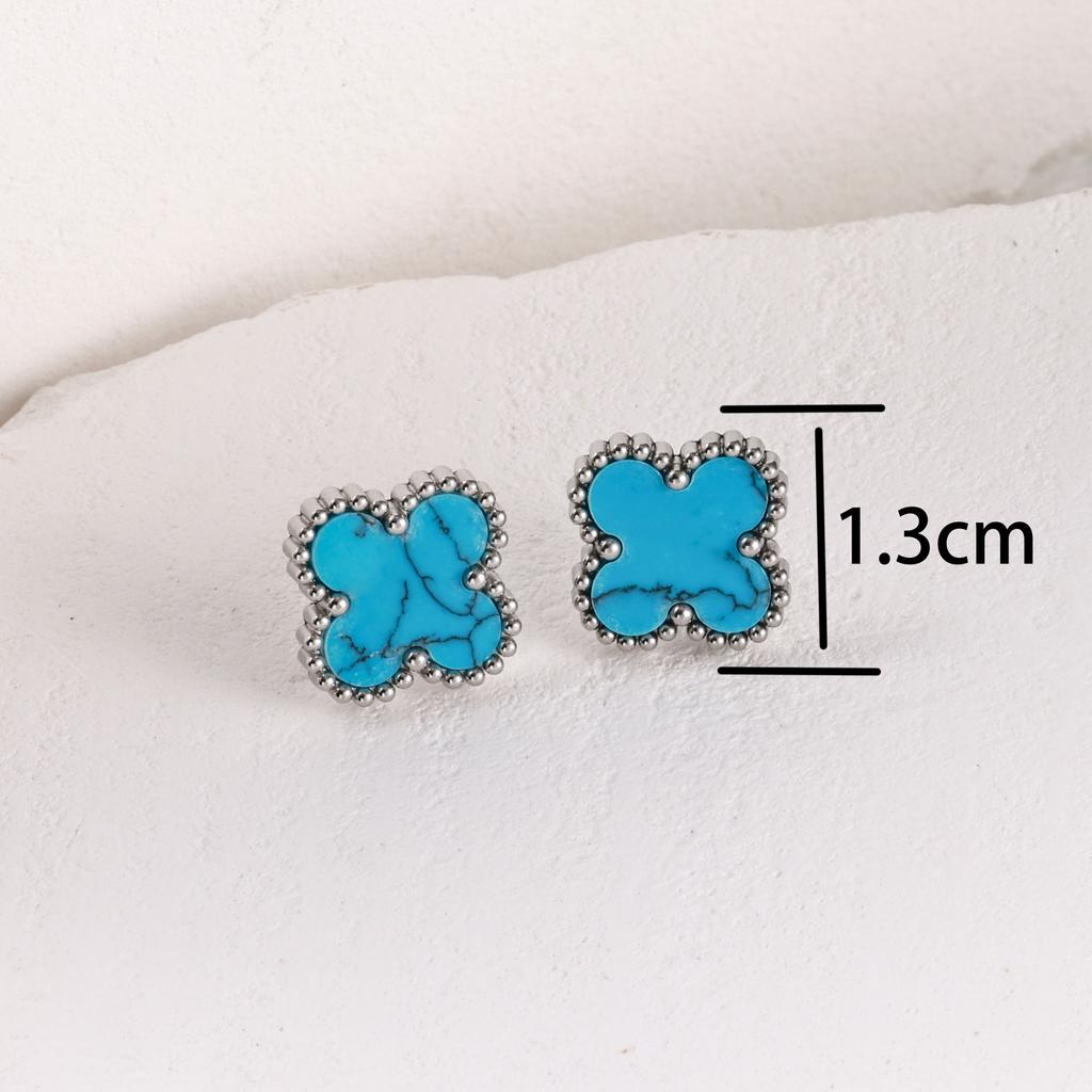 Серьги из титановой стали с четырехлистным клевером для женщин Новое поступление Корейские Классические Серьги Самые простые в сочетании Элегантные Серьги