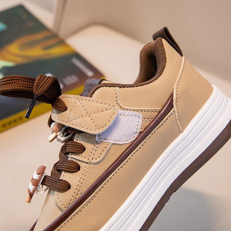 Обувь для мальчиков, весенне-осенняя спортивная обувь, милая декоративная повседневная обувь, кожаная корейская версия на шнуровке для девочек, детская обувь