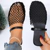 Fashionable Style Cut-out Fishnet Bread Toe Sandals Women's New Wear Flat Soles Comfortable Casual Slippers Tide