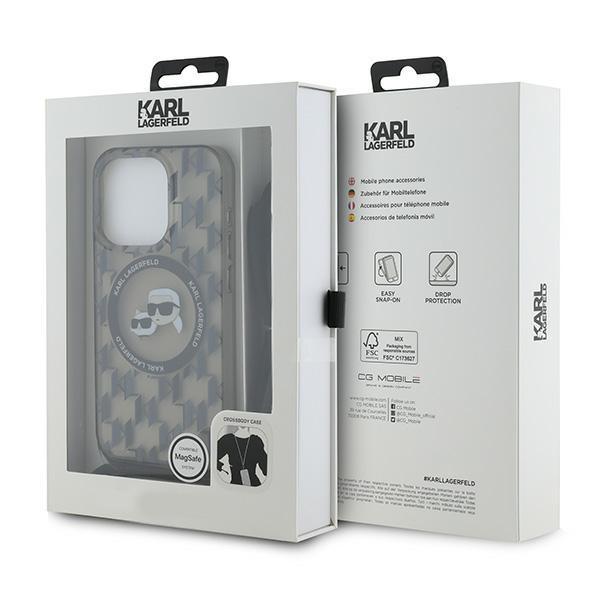 Karl Lagerfeld Klhmp15Lhckcklck Iphone 15 Pro 6.1 Czarny/Black Hardcase Iml Crossbody Monogram Karl & Choupette Head Magsafe