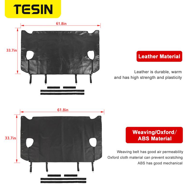 TESIN Trunk Leather/Oxford Cloth Isolation Cover Mat for Jeep Wrangler JK 2007-2017 4-doors Car Rear Tailgate Pet