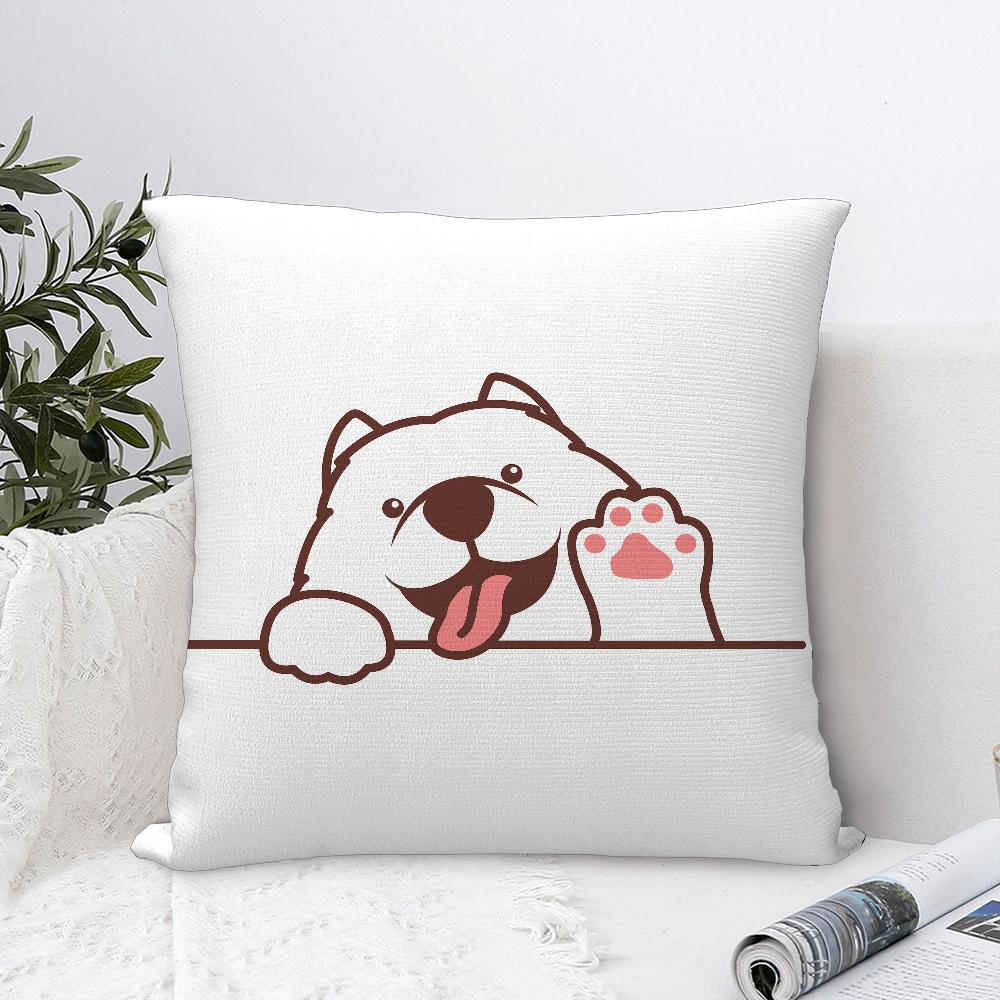 Cute Dog Waving Paw Pillow Case Sofa Decorative Home Double-sided Printing Short Plush Cushion Cover Throw Pillow Cover Gifts