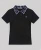 CHICKS Check Point Collared Short Sleeve T-Shirt Charcoal