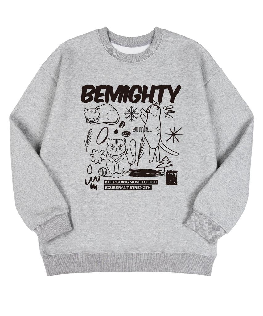 BEMIGHTY Drawing Cat Oversized Premium Double-Sided Sweatshirt [Black] (B Type)