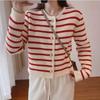 Cardigan Women Long Vintage Top Autumn Women's Clothes Single Breasted Pullover  Female Stripe Jumper Korean Style