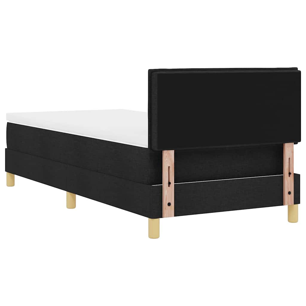 LED Box Spring Bed with Headboard Black 90 x 190 cm Fabric
