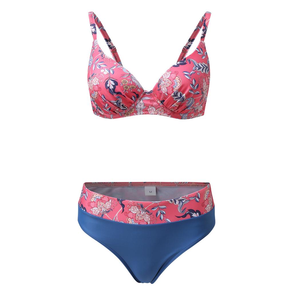 2pack Vintage Print Split Hardpack Swimsuit Woman 2025 Bikinis Sets Push Up Two-Piece Tankini Swimwear For Women Tummy Control