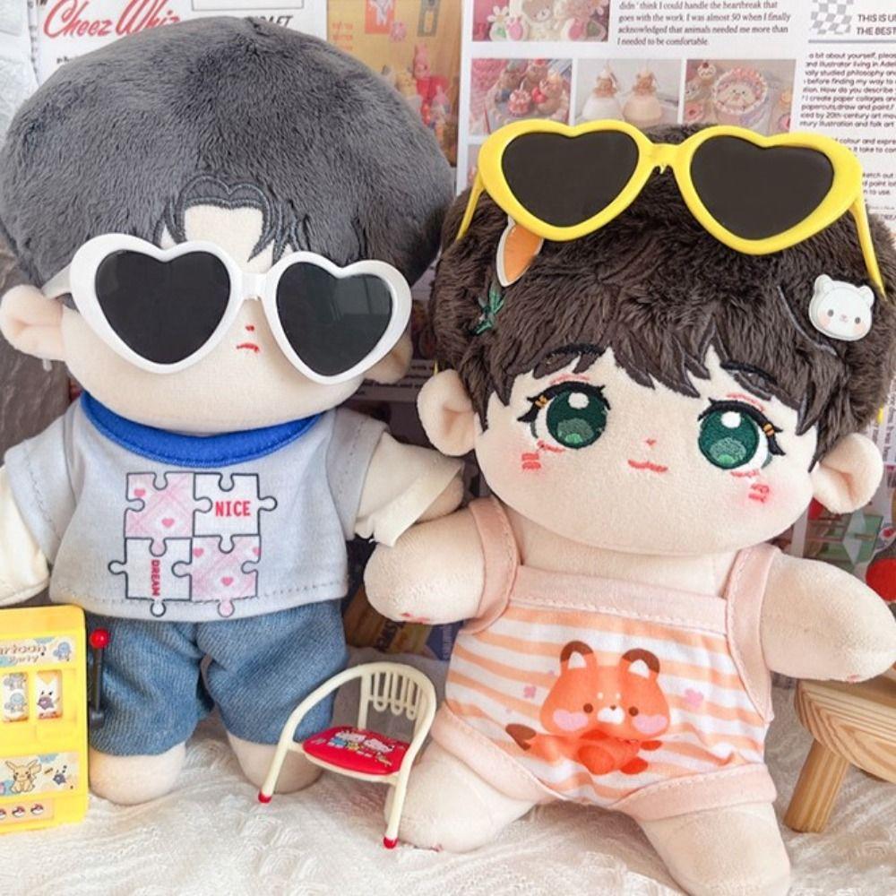 Lovely Idol Plush Doll Heart Glasses Soft Cotton Doll Eyeglasses 20CM Doll Sunglasses  Girls