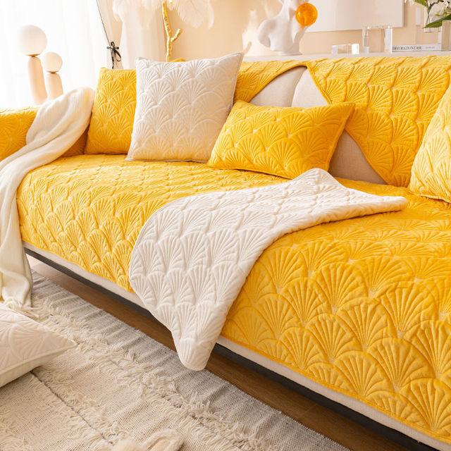 Осенне-зимний плюшевый чехол для дивана, однотонный плед, Нескользящий наполнитель, чехлы для диванов для гостиной, защитное полотенце для мебели