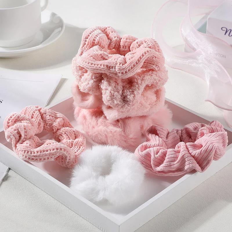 7 шт./набор Держатель для хвоста Аксессуары для волос Резинки для волос Однотонный Вельвет для Девочек Женщин Резинка для волос