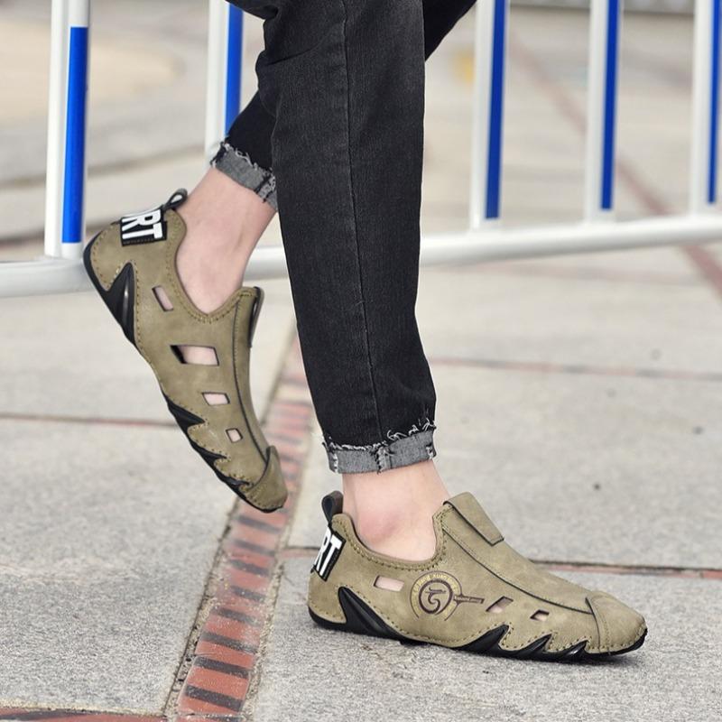 38-48 большой размер Летняя мужская кожаная повседневная обувь Дизайнерские лоферы Уличная дышащая Модная обувь для вождения Мужские Zapatillas Hombre