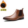 Британские новые челси мужские кожаные короткие ботинки бархатные формальные квадратный носок высокие кожаные ботинки двойная резинка