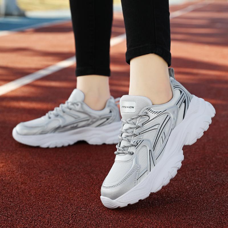 Женская спортивная обувь с толстой подошвой и сеткой, модная и легкая, увеличенного размера, женская обувь, мужские кроссовки
