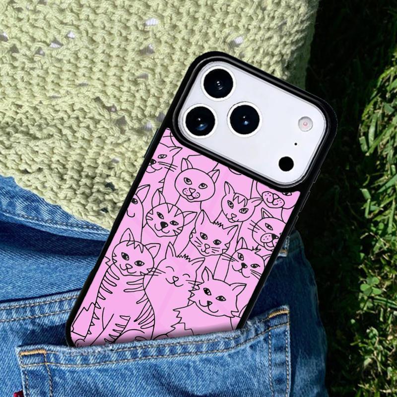 Minimalist line Cat mobile phone case Compatible with IPhone 17 16 15 14 13 12 11Pro Max 17 Air cover