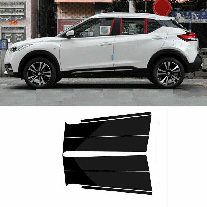 For Nissan Kicks 2017-2024 Pillar Posts Door Piano Black Trim Decal Cover Kit