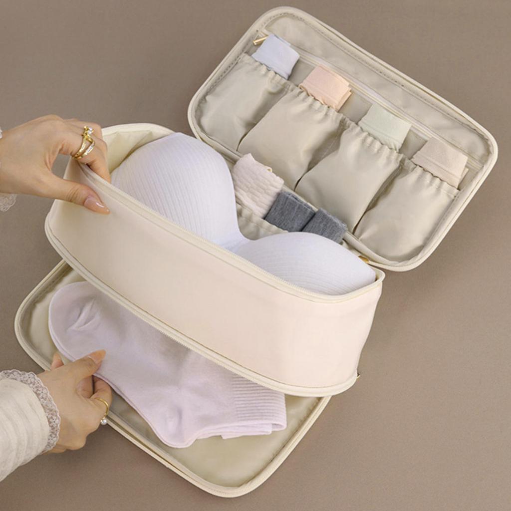 Дорожная сумка для хранения Портативный органайзер для нижнего белья, колготок, носков Двухслойная Большая вместимость Сумка для багажа Предметы первой необходимости для путешествий
