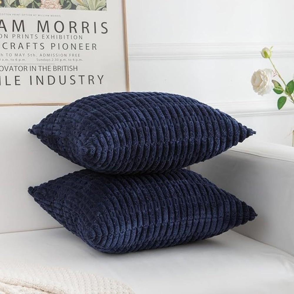 2 pieces/set Striped Design Corduroy Pillowcase Soft Throw Pillow Pillow Covers  Sofa Decor