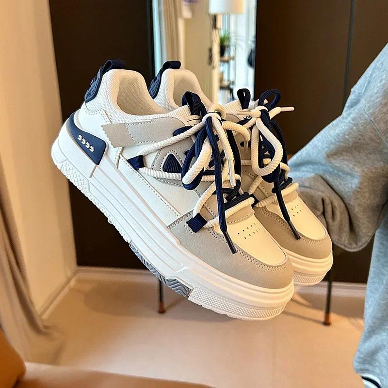 Fashion Women's Sneakers Students Korean Version Casual Non-slip Thick Sole White Sports Shoes Fashion Woman Skateboard Shoes 2025 New