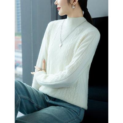 Новые утолщенные свитера для женщин на осень и зиму, вязаные кашемировые свитера, пуловеры с высоким воротником, длинные рукава, свободные и ленивые