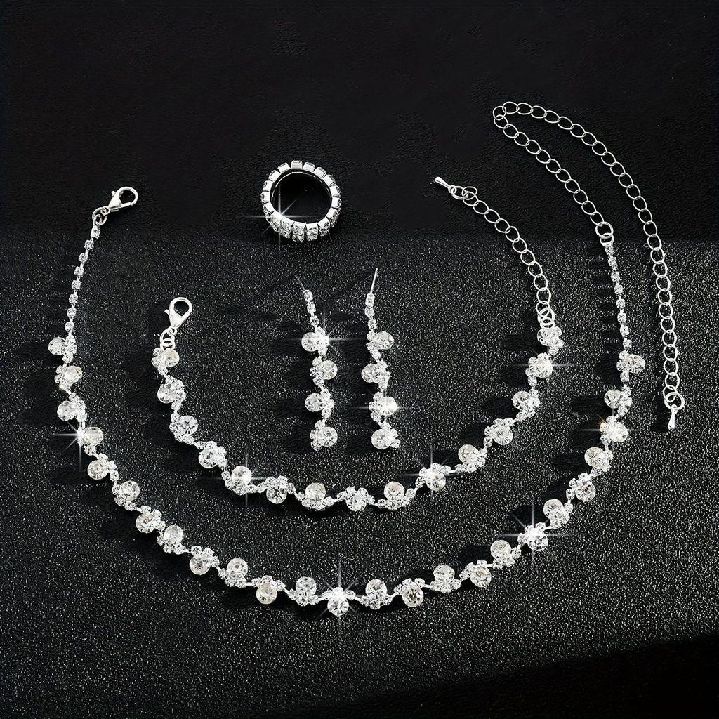 Fashion Bridal Jewelry Set With Waterdrop Crystal Necklaces And Earrings For Women