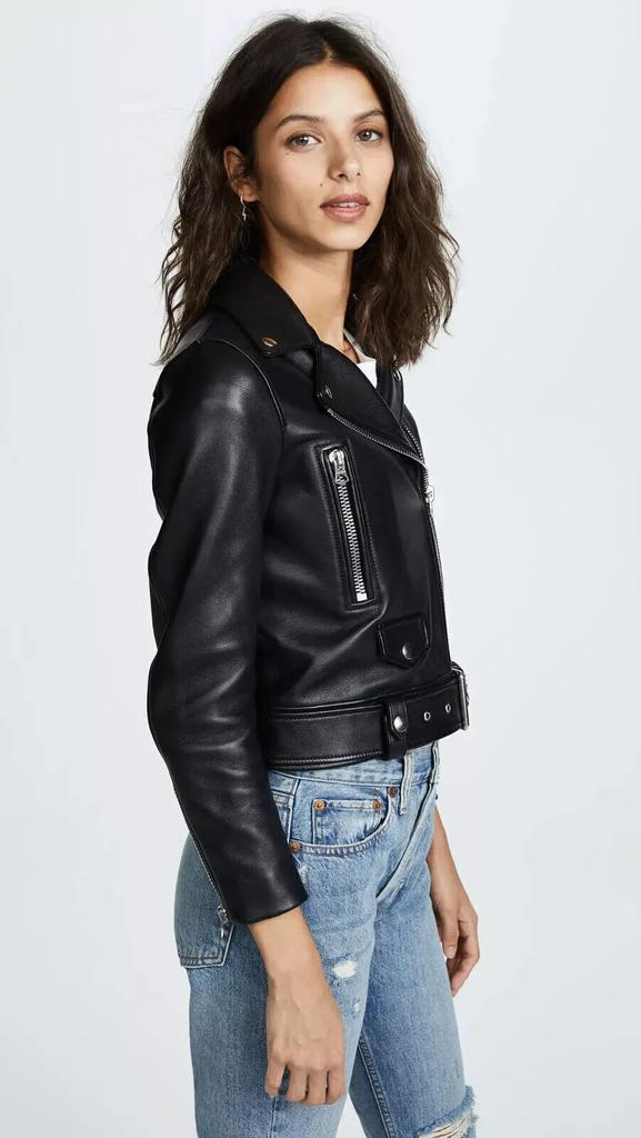 Черная женская байкерская мотоциклетная стильная куртка из натуральной овечьей кожи ручной работы
