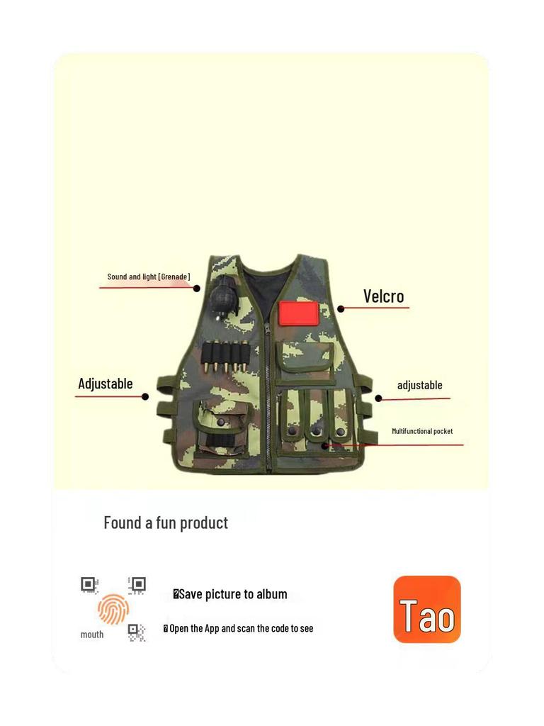 Детский камуфляжный тренировочный костюм «Маленький солдат»: Длинный рукав с военным жилетом
