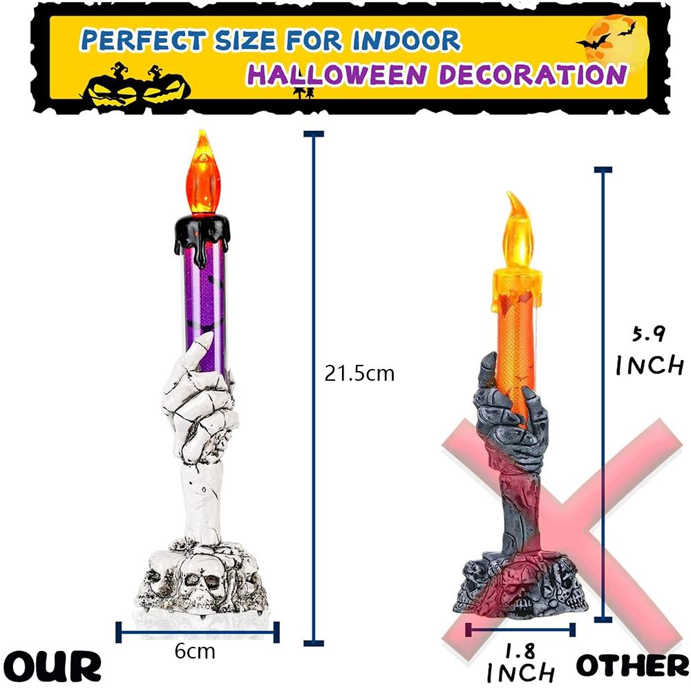 3pcs LED Halloween Candle Lights with Skeleton Hand For Halloween Decoration