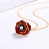 Exquisite Womens for Necklace Flower Pendant Red Flower Necklace Fashion Handmade Enamel Sweater Chain Jewelry Christmas Gift