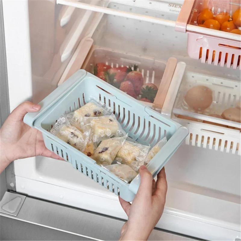 Fridge Organizer Box Retractable Multifunctional Tiered Refrigerator Shelf Fresh Divider Layer Shelf Kitchen Storage Organizer
